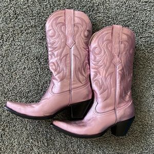 Idyllwind Miranda Lambert Rose Pink Metallic Leather Cowboy Boots Sz 10